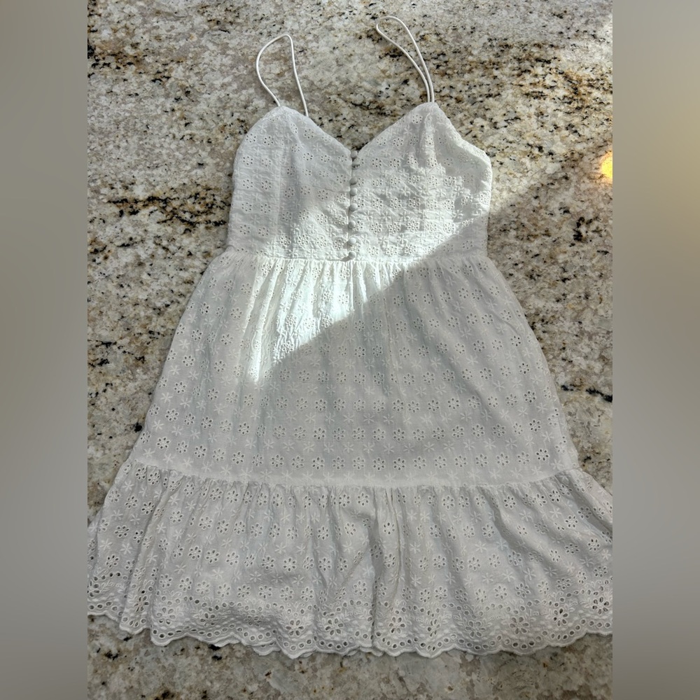 Alice + Olivia White Eyelet Spaghetti Strap Slip Dress